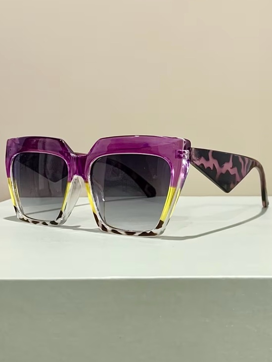 Accessories - Purple Gradient Leopard-Arm Sunglasses